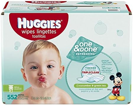 HUGGIES One & Done Refreshing Baby Wipes Refills, Cucumber and Green Tea, 552 Count