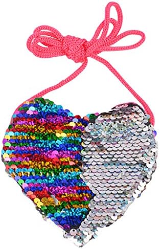 Oufenli Little Girl Shoulder Bag Cute Mermaid Sequins Heart Shape Messenger Bag Mini Coin Purse Handbags