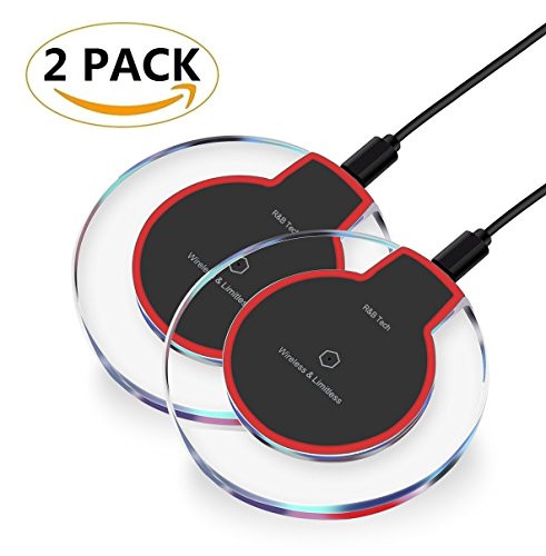 2 Pack - Wireless Charger, R&B Qi Certified Wireless Charging Pad for iPhone X, iPhone 8/ 8 Plus, Samsung Galaxy S9 S9 Plus Note 8 S8 S8 Plus S7 S7 Edge Note 5 and More [New Version]