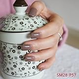 Shine Light Chocolate Color Brown 24 Pcs Sweet Candy Short Artificial False Fake Nails Full Wrapped Tips P57