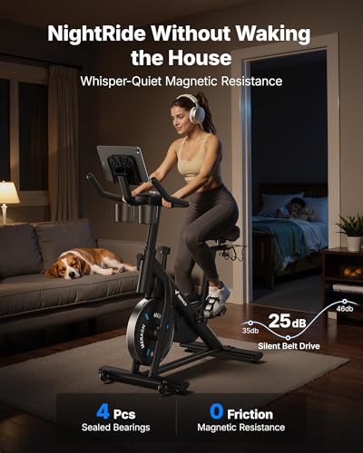 MERACH Exercise Bikeسيكل رياضي, Stationary Spin Bike سيكل رياضي with Exclusive App, سيكل رياضي with 300lbs Weight Capacity,Cardio equipment سيكل رياضي for cycle