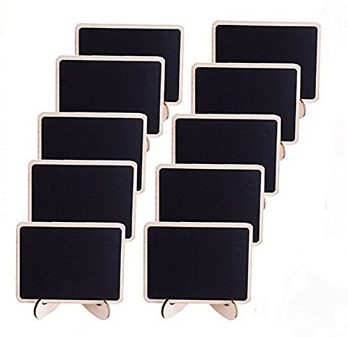 10PCS Mini Wooden Black Chalkboard with Stand and Rectangle Message Board Kids Crafts,Home Party Decorations