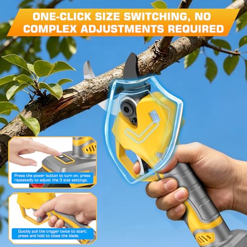 2-in-1 Cordless Electric Pruning Shears with 8FT Pole, Max Cutting Diameter 2 Inch, 21V 2 * 2Ah Battery Pruning Shears with LCD Display, 1000W Brushless Pole Pruner Garden for Tree, Branch Trimming