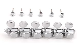Demusea MAG-604 Guitar Machine Head 1:18 ratio 6 piece in line deluxe Vintage style locking tuners machine tuning key tuning pegs for all kinds of electric guitars (Chrome, 6 For Right)