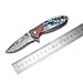 KUBEY Hunting Folding Knife Damascus Steel Blade Thumb Open Gentlemans Pocket Knife for Outdoor Camping Tactical Survival Tool(#DM081-Shell patch handle)