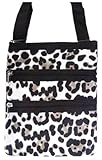 World Traveler Leopard Print Cross Body Bag, Snow Leopard and Black