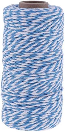 Myriad Choices 100 m Cotton Cord Decorative Twine for Gift Wrapping Craft – Sky Blue and White