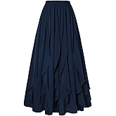 SCARLET DARKNESS Womens Boho Maxi Skirt 2026 Renaissance Long Skirt High Waist Ruffle Flowy Skirts