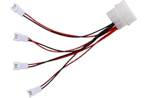 ELFJMZP (2-Pack) Molex 4-pin to XH2.54 2-pin Fan Splitter Adapter – 12V case Fan Power Cable – 24AWG high-Current Wire (13cm, Black and red Colour Scheme) (1 to 4)