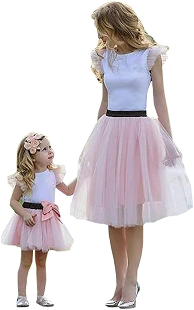 Loralirando Schönes Mutter Tochter Kleider Matching Outfits Familien Kleidung Spitzen Prinzessin
