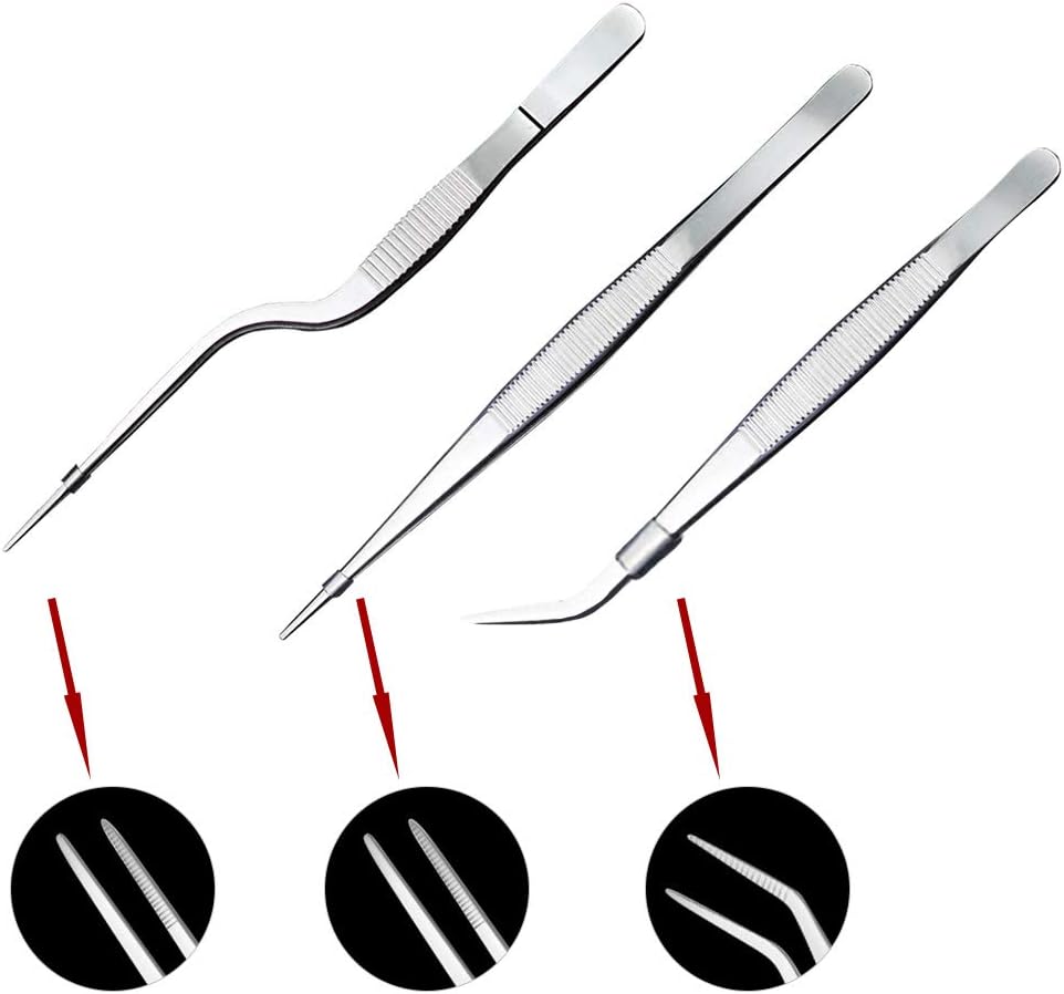 SelfTek Stainless Steel Tongs Tweezers 5 Piece Set - Image 4