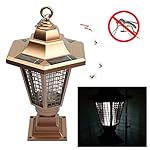 Solar power Mosquito killer, Jewelvwatchro Solar Powered Bug/Pest/Mosquito Killer Zapper Light with Design of Retro Lantern Outdoor and Indoor, Golden