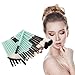 Adpartner 18pcs Makeup Brushes Set Eye Shadow Brush Kit Face Kabuki Make Up Cosmetic Brush Soft Bristles Green Plastic Handle Foundation Blush Concealer Beauty Tools - White Bristles
