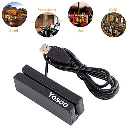 Credit Card Read, 3 Track USB Mini Credit Card Hi-co Magnetic Reader Swiper Stripe Strip Credit Card Swipe Speed Reader Swiper for POS System Cashier Registry Cash Register Quickbook(STYLE-90)