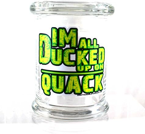 Pop Top Jar, Oregon Ducks, "I'm All Ducked Up On Quack", Medium, 3.5"