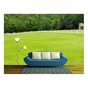 Country Horse with Fence and Green Grass - Removable Wall Mural | Self-Adhesive Large Wallpaper - 66x96 inches