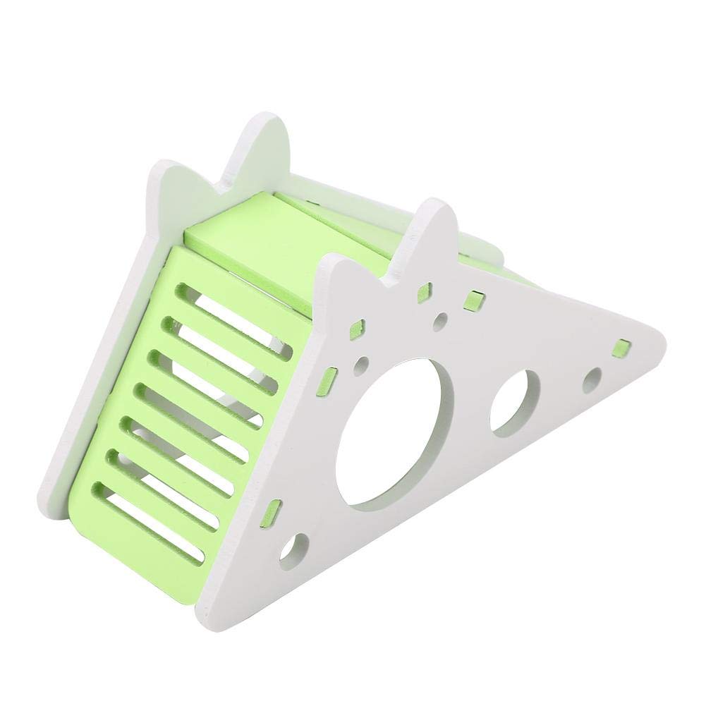 Natural Wooden Hamster Hideout House with Climbing Stairs for Small Pets, Resting and Playing Nest for Hamsters, Mice, Gerbils