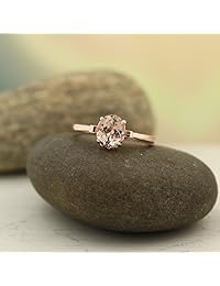 anillo oval de morganita de 1ct y oro rosado de 14K