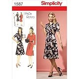 Simplicity Creative Patterns 1587 Misses' and Miss Petite 1940's Vintage Dress, R5 (14-16-18-20-22)