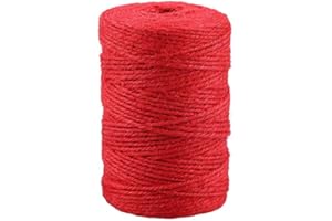 jijAcraft Jute Twine String 328 Feet, 2mm Colored Natural Twine for Gift Wrapping, 3-Ply Hemp Red Twine for DIY Christmas Halloween Handmade Arts, Climbing Plant, Garden Craft, Gift Decoration Twine