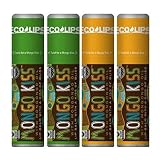 Eco Lips Mongo Kiss 4 Pack Lip Balm - Vanilla Honey and Peppermint - 100% Organic Beeswax and Cocoa Butter - Featuring Organic Mongongo Oil - Soothe, Moisturize Dry, Cracked and Chapped Lips - Made in USA
