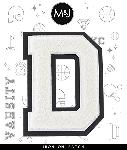 D - White on Black - 4 1/2" Heat Seal Chenille Varsity Letter - Thumbnail 2