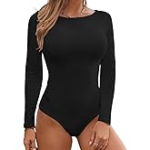 BelleLovin Women's Round Collar Neck Long Sleeve Bodysuit Jumpsuit Top