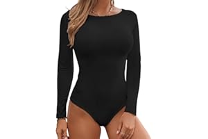 BelleLovin Women's Round Collar Neck Long Sleeve Bodysuit Jumpsuit Top