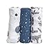 Little Unicorn Cotton Muslin Swaddle Blankets (set Of 3) - Ground Control, Blue, Brown, Black
