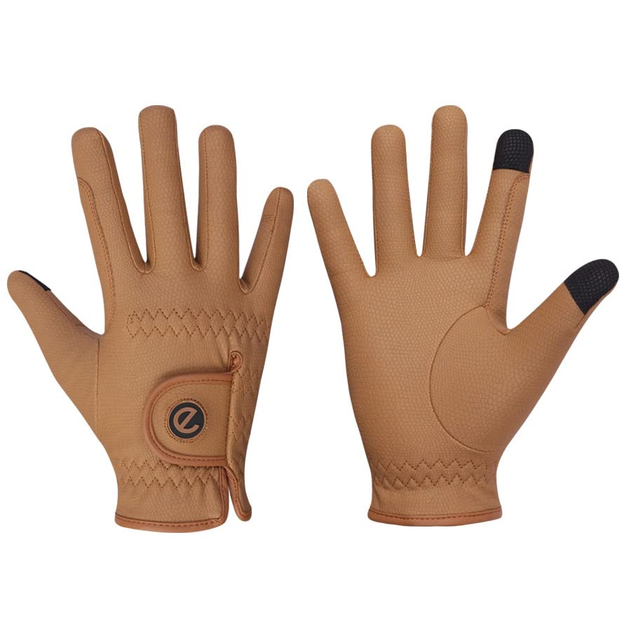 eGlove eQUEST GripPro Winter Edition - Thermal lined horse riding gloves - Touchscreen Friendly! (Caramel, X-Small)