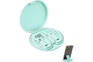 YAFIYGI 9 in 1 Cable Case USB Adapter Cable Conversion Storage Box USB Type C to Micro USB/Lightning/USB A Cable Data Transfer Tool Contains Sim Card Slot Tray Eject Pin Use as Phone Holder (Green)