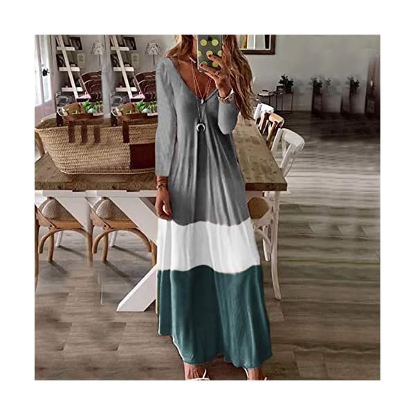Fansu Vestidos Largos Casual Talla Grandes Mujer Boho Maxi Dress Fiesta Vestido Elegantes Sexy Cuello en V Fiesta Ropa… | DeHippies.com
