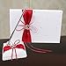 Wedding Flower Girl Basket Rings Bearer Garter Guest Book Pen Wedding Set Decoration Ribbon Ceremony Party Favors for Guests (DH Red)