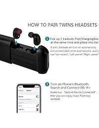 Auriculares Bluetooth inalámbricos duales, los últimos Bluetooth V5.0 True 3D, sonido estéreo, inalámbricos, con carcasa de carga de 2600 mAh, micrófono integrado