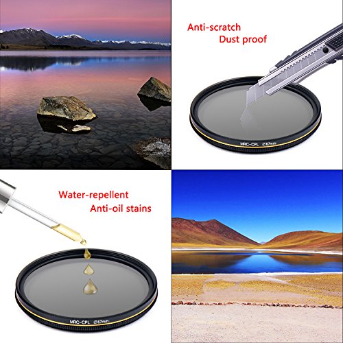 LESKINS 67mm CPL Circular Polarizing Filter for Camera Lenses, German Optics Glass, Ultra Slim, Weather-sealed, 16-Layer Multi-Resistant Nano Coated Circular Polarizer HD Glass Filter with Lens Cloth
