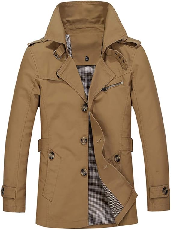 Amazon Mimipo トレンチコート メンズ ミリタリー ステンカラーコート ショート ビジネス オシャレコットン素材 厚手も揃える6色オーバーサイズ 服 ファッション小物 通販