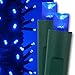 Kringle Traditions 17 ft Blue LED Christmas Lights, 50 Count Indoor/Outdoor Wide Angle Mini String on Green Wire, Commercial Grade, 4