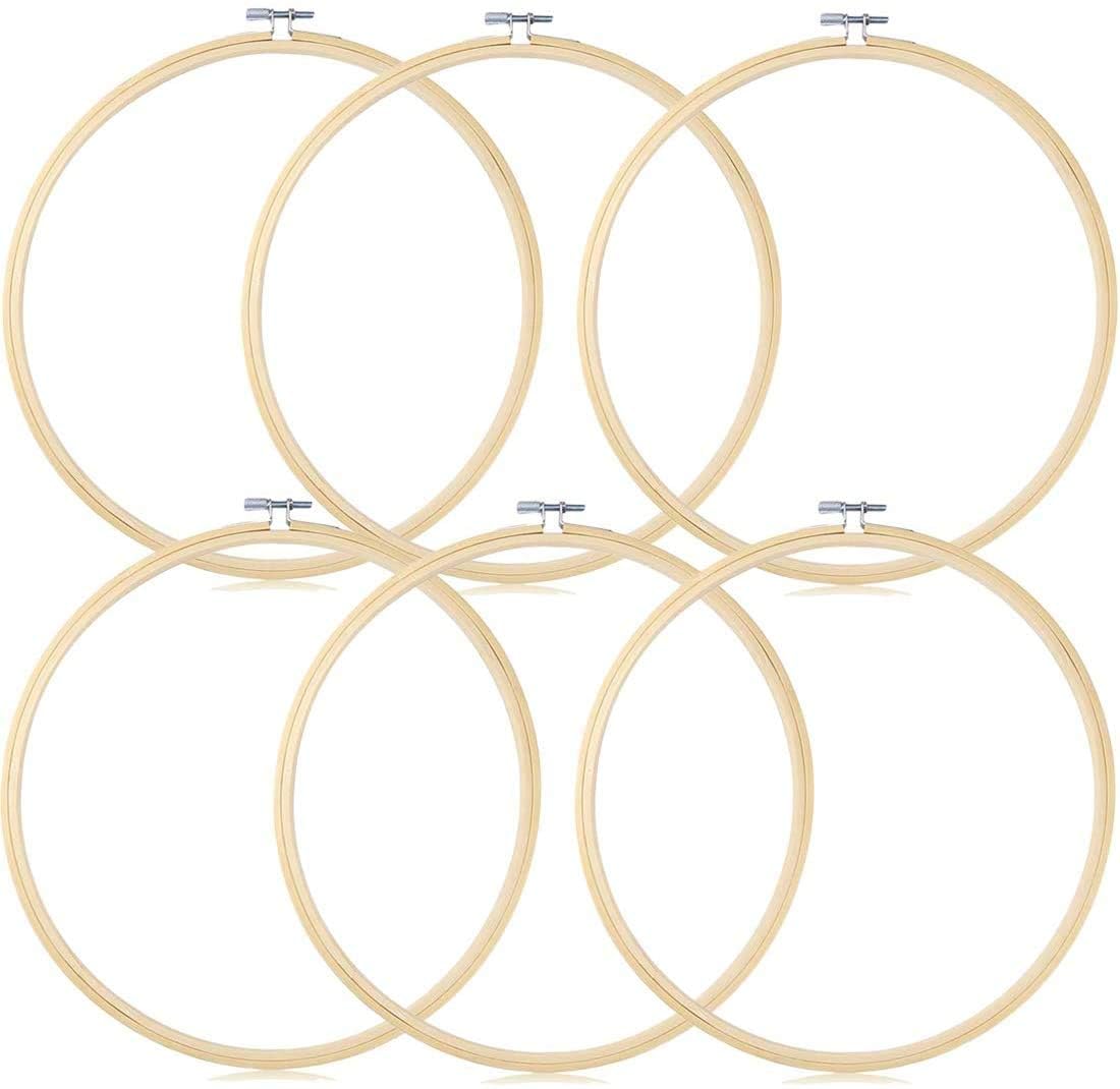TOKERD 6 Pcs 8 inches Embroidery Hoops Round Cross Stitch Hoops Circle Embroidery Hoops 20cm Cross Stitch Rings for DIY Art Craft Sewing Wreaths Decoration
