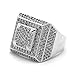 L & L Nation Men HQ Silver Tone Square 3D Dome Middle Hip Hop Ring Sizes 7-12