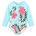 HUANQIUE Baby/Toddler Girl Swimsuit Rashguard Swimwear Long Sleeve One-Piece Aqua 6-12 Months