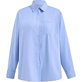 winkbay Women's Button Down Oversized Shirt Long Sleeve Collared Work Office Blouse