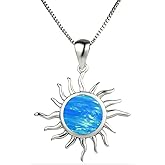 CiNily Created Orange Fire Opal Orange Garnet Rhodium Plated Women Jewelry Gemstone Pendant Necklace 1 1/4"