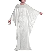 HD African Dresses for Women Fashion Beading Rhinestone Kaftan Maxi Dress