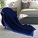 Utopia Bedding Fleece Blanket Queen Size Navy Soft Cozy Sateen Bed Blanket Microfiber