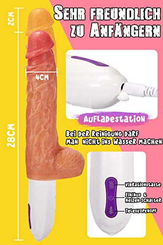 FONDLOVE Vibratoren Dildo mit Stoß- und Rotationsfunktion Realistischer Dildo mit Vibrationen 8 modi und Griff Sexspielzeug für frauen Weiches Silikon,reale Details