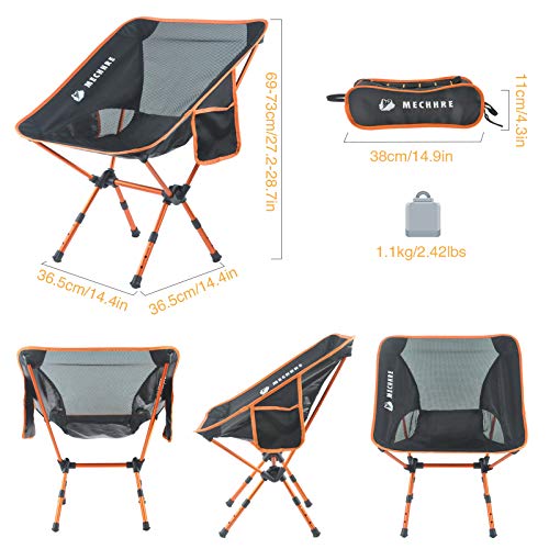 MECHHRE Campingstuhl,Tragbarer Campingstuhl,Ultraleicht Campingstuhl,Faltbar Angelstuhl,Verstellbarer Höhe Campingstuhl… – Bild 3