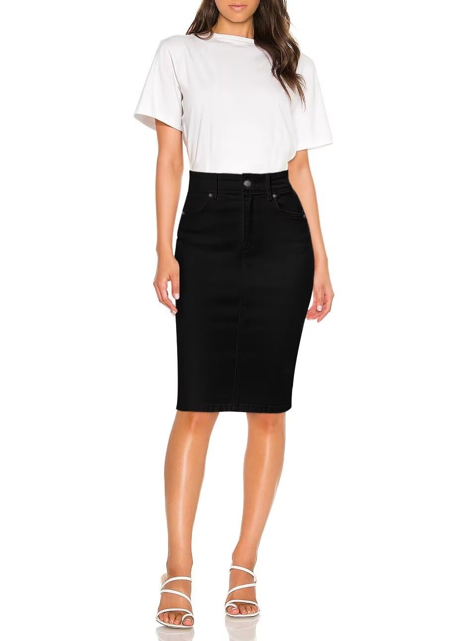 Photo 1 of & Company Womens Super Comfy Stretch Denim Skirt SK44876X Black 16