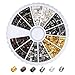 Pandahall 1Box/420pcs 6 Colors Brass Tube Crimp Beads Cord Cover Tips End Mixed Color 3x3mm Antique Bronze & Red Copper & Golden & Silver & Platinum & Black Tiny Lined Column Jewelry Findings