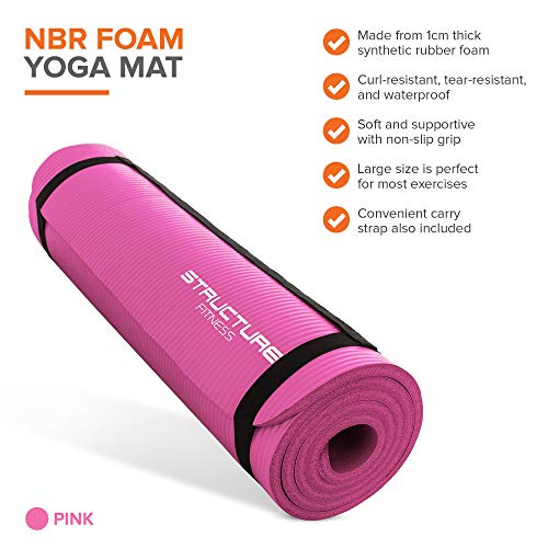 Structure-Fitness-NBR-Foam-Yoga-Mat-Non-Toxic-PVE-and-Latex-Free-with-Carry-Strap-183cm-x-60cm