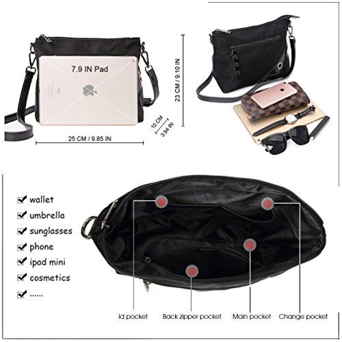 SiMYEER Crossbody Bag Purse Multi Zipper Pocket Shoulder Bag Messenger Bag for Women